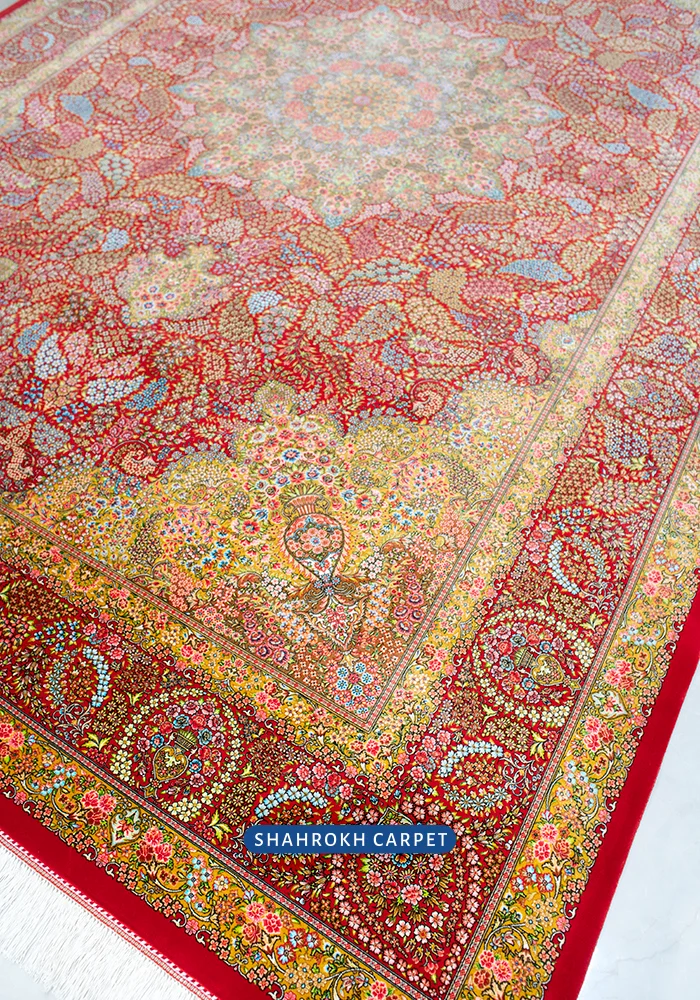 Q191-Persian-silk-rug-Golgon-crimson-color (2)