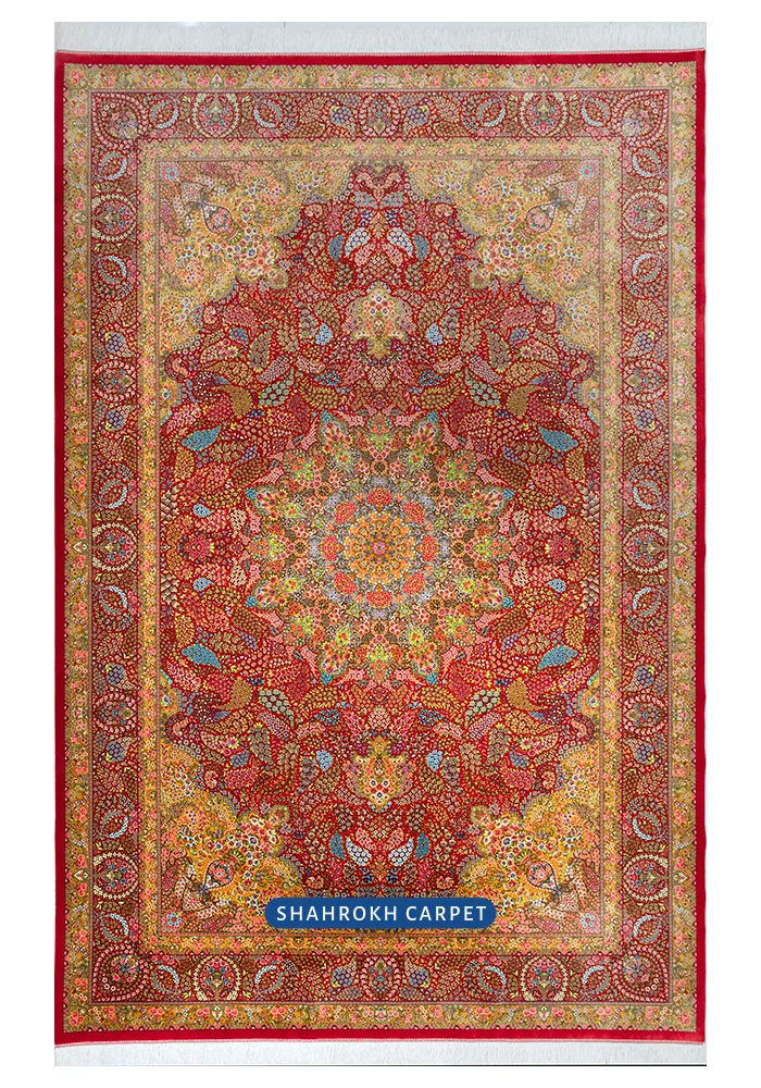 Q191-Persian-silk-rug-Golgon-crimson-color (2)