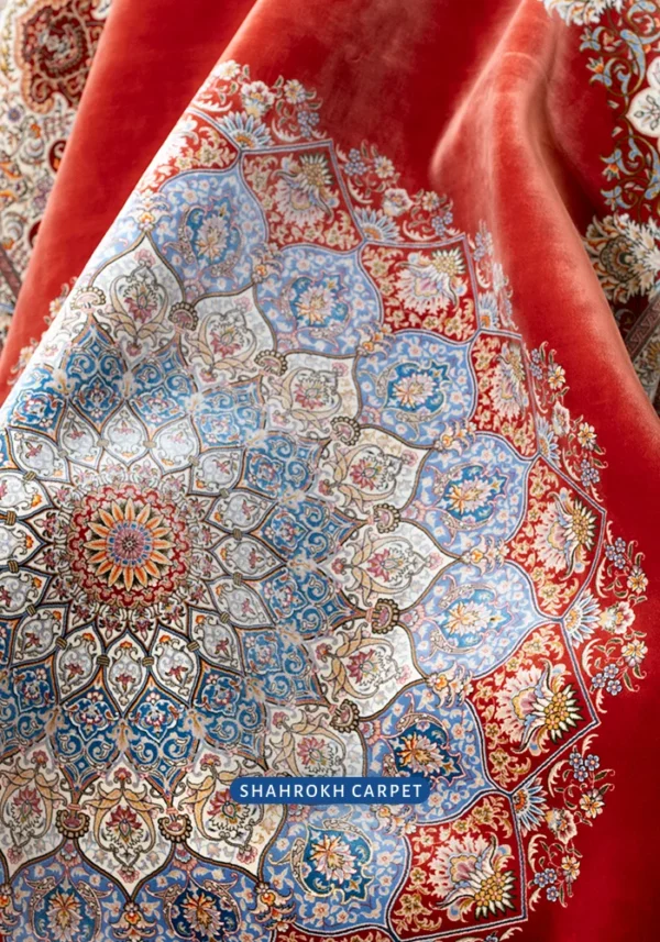 V250 silk machine-made Isfahan rug | Davoodi design - Image 2