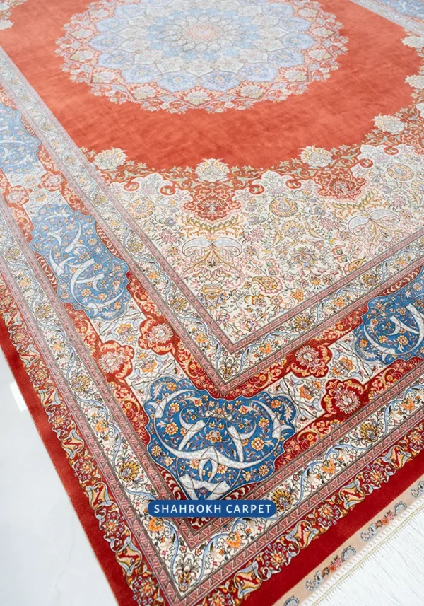 V250 silk machine-made Isfahan rug | Davoodi design - Image 3